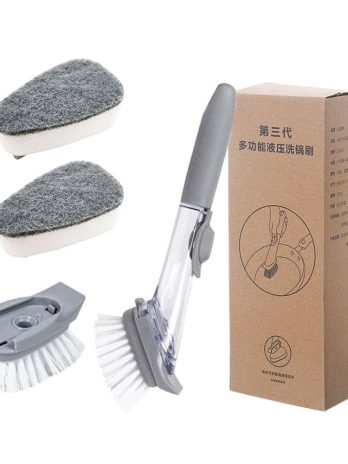 5-in-1 Soap Dispensing Dish Wand Kit | All-in-One Kitchen Cleaning Tool, Scrub Brush and Sponge Set with Soap Dispenser | Includes 2 Brushes, 2 Sponges, for Cleaning Dishes, Cookware, Utensils & Pots